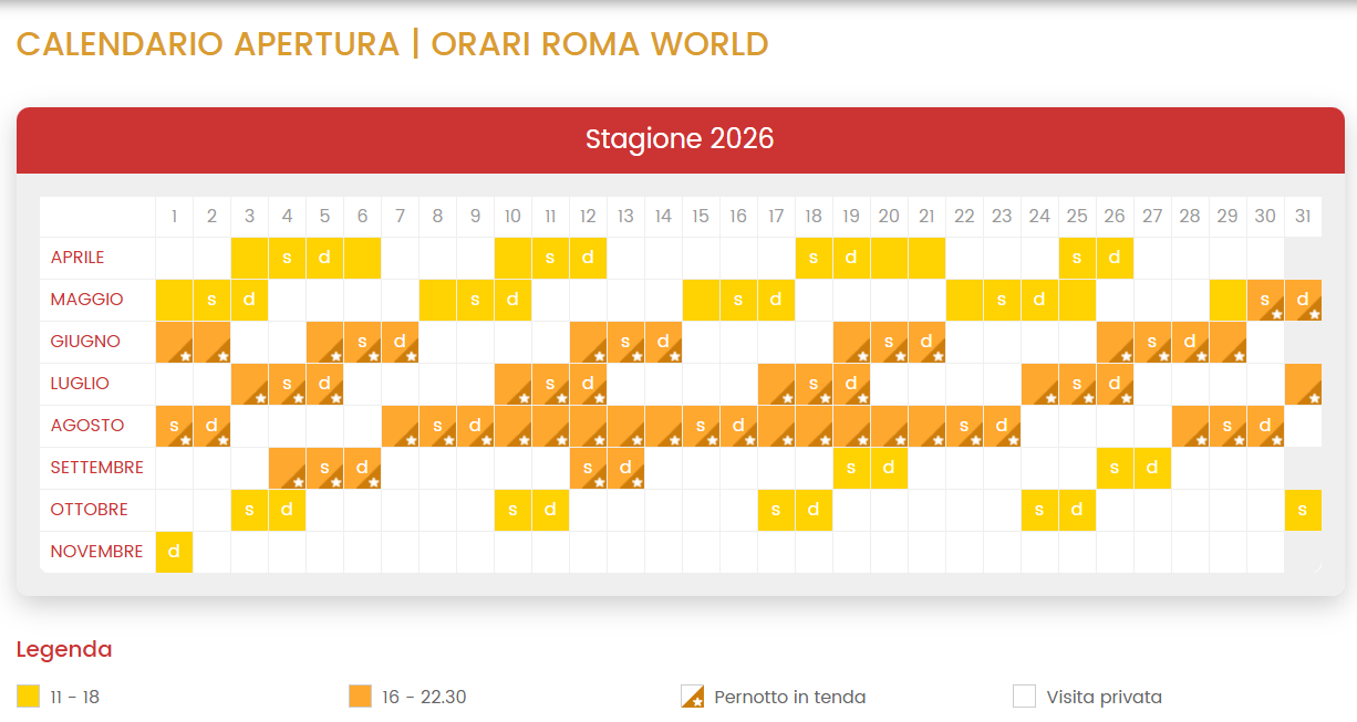 calendario aperture roma world 2026 calendario aperture roma world 2026